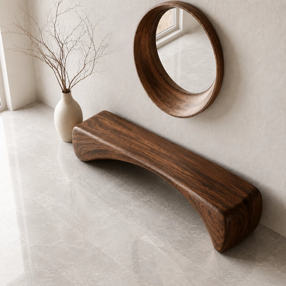 Organic Curved Wood Bench – Natural Wood Entryway Bench for Modern Interior - Livewoodcraft - 8