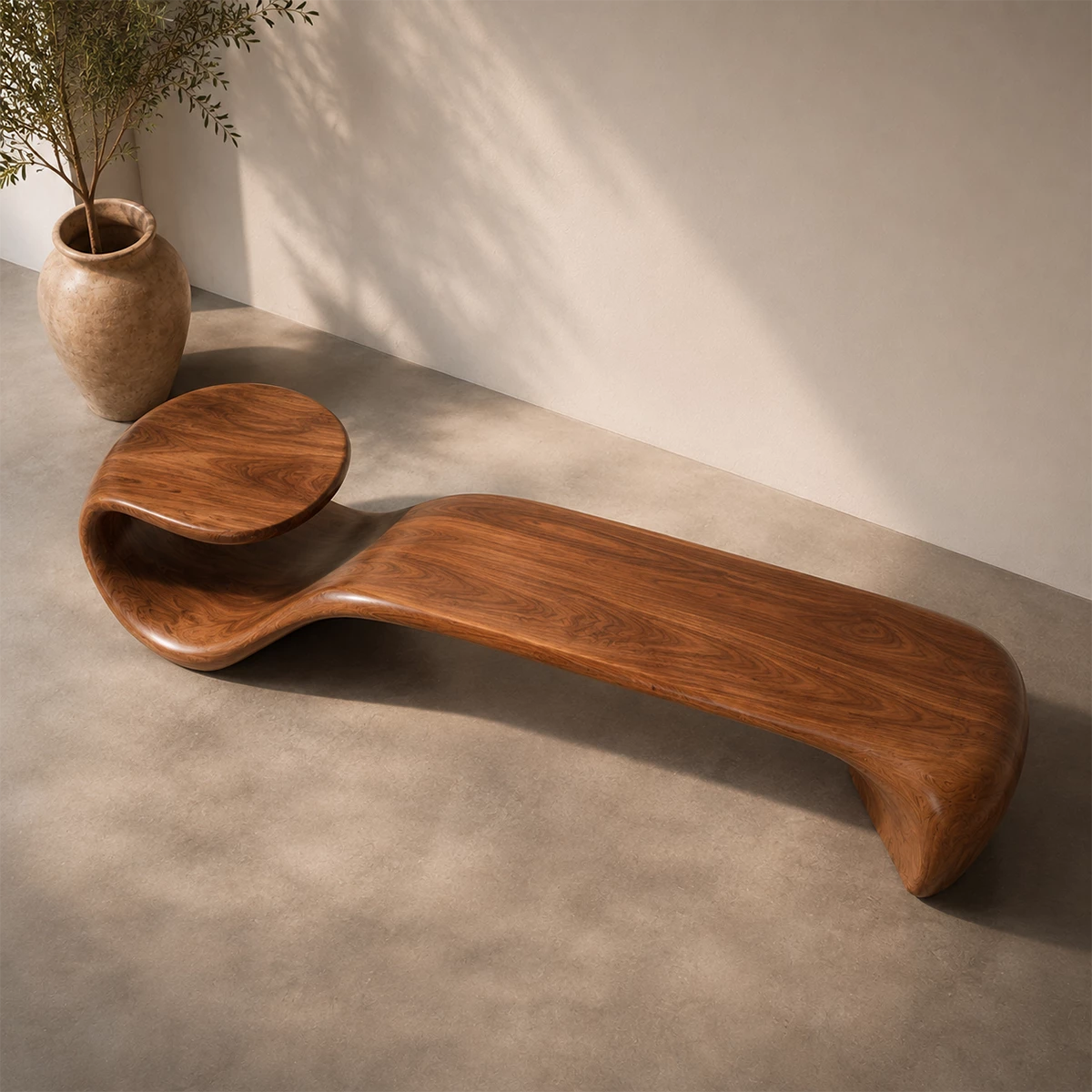 Organic Curved Wood Bench – Sculptural Natural Wood Bench for Modern Interior - Livewoodcraft - 10