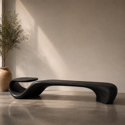 Organic Curved Wood Bench – Sculptural Natural Wood Bench for Modern Interior - Livewoodcraft - 3