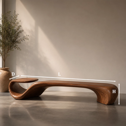Organic Curved Wood Bench – Sculptural Natural Wood Bench for Modern Interior - Livewoodcraft - 7