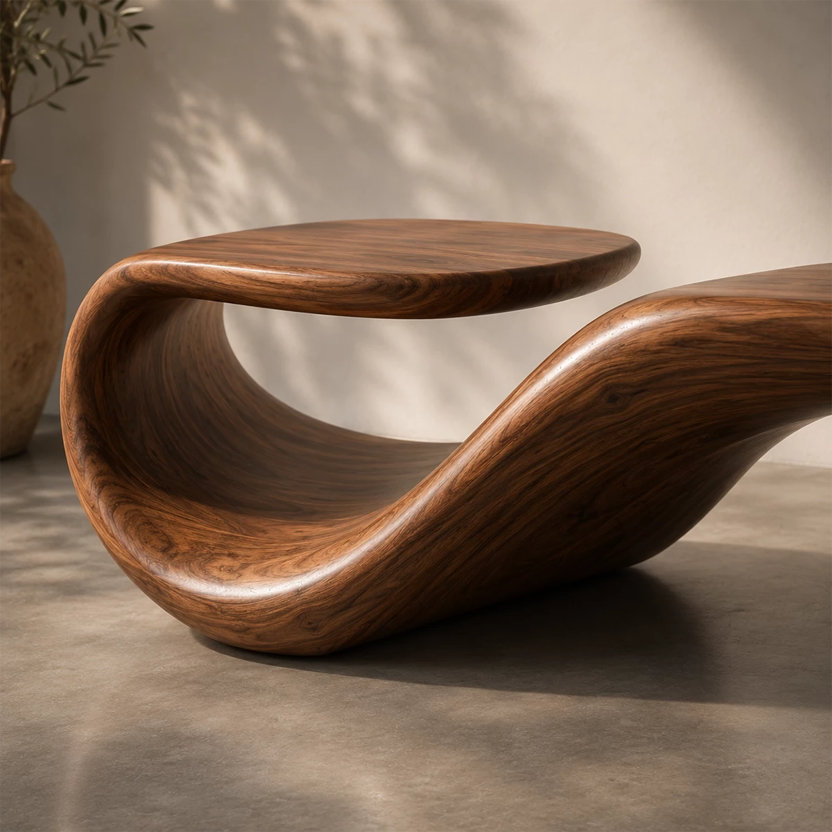 Organic Curved Wood Bench – Sculptural Natural Wood Bench for Modern Interior - Livewoodcraft - 8