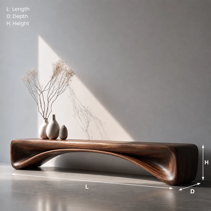 Organic Curved Wood Console Bench – Natural Wood Entryway Table for Modern Interior - Livewoodcraft - 2