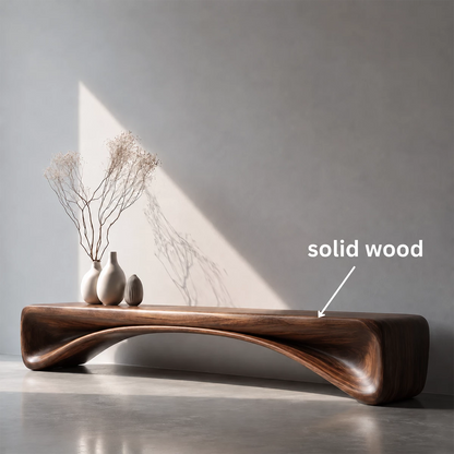 Organic Curved Wood Console Bench – Natural Wood Entryway Table for Modern Interior - Livewoodcraft - 3
