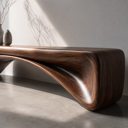 Organic Curved Wood Console Bench – Natural Wood Entryway Table for Modern Interior - Livewoodcraft - 4
