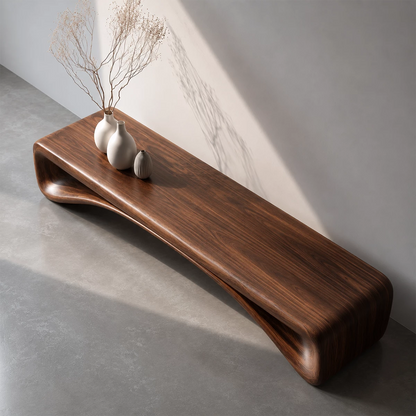 Organic Curved Wood Console Bench – Natural Wood Entryway Table for Modern Interior - Livewoodcraft - 5