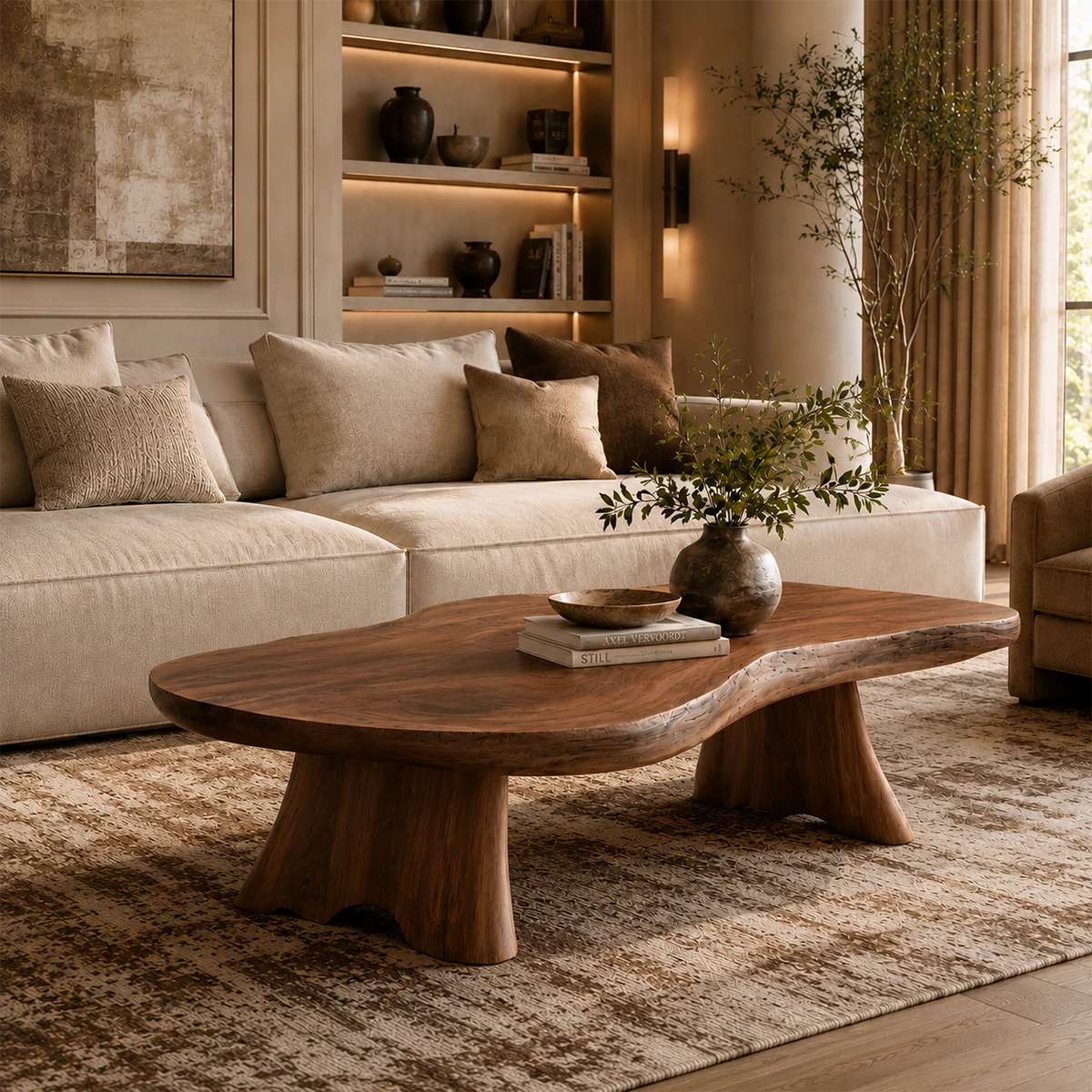Organic Live Edge Coffee Table – Natural Wood Center Table for Modern Living Room - Livewoodcraft - 10