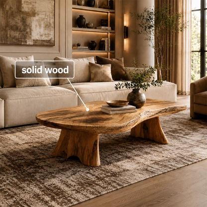 Organic Live Edge Coffee Table – Natural Wood Center Table for Modern Living Room - Livewoodcraft - 2