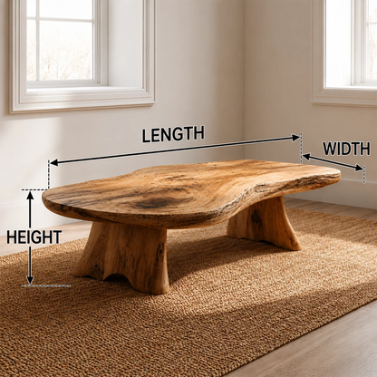 Organic Live Edge Coffee Table – Natural Wood Center Table for Modern Living Room - Livewoodcraft - 3