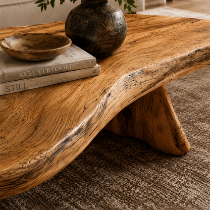 Organic Live Edge Coffee Table – Natural Wood Center Table for Modern Living Room - Livewoodcraft - 4