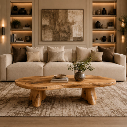 Organic Live Edge Coffee Table – Natural Wood Center Table for Modern Living Room - Livewoodcraft - 7