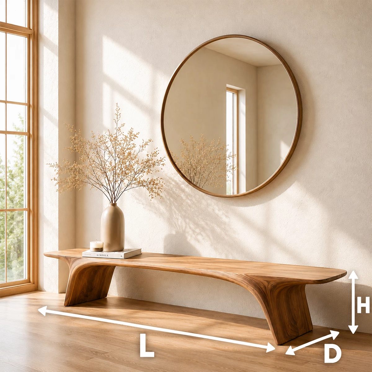 Organic Live Edge Wood Bench – Natural Wood Entryway Bench for Modern Interior - Livewoodcraft - 2