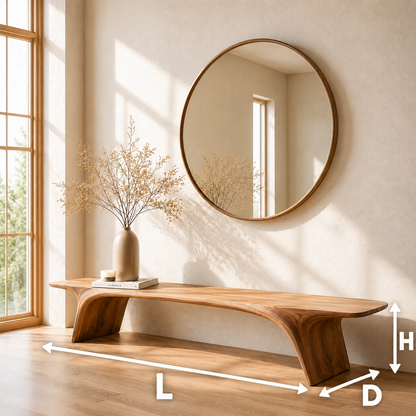 Organic Live Edge Wood Bench – Natural Wood Entryway Bench for Modern Interior - Livewoodcraft - 2