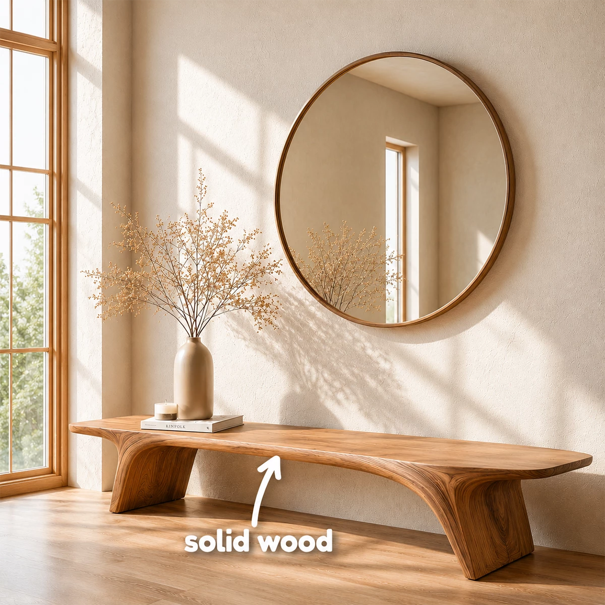 Organic Live Edge Wood Bench – Natural Wood Entryway Bench for Modern Interior - Livewoodcraft - 3