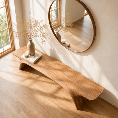 Organic Live Edge Wood Bench – Natural Wood Entryway Bench for Modern Interior - Livewoodcraft - 6