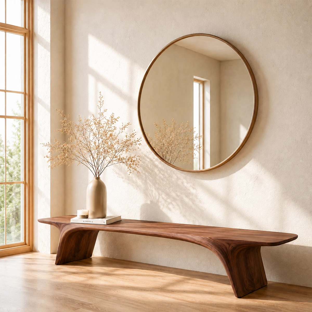 Organic Live Edge Wood Bench – Natural Wood Entryway Bench for Modern Interior - Livewoodcraft - 8