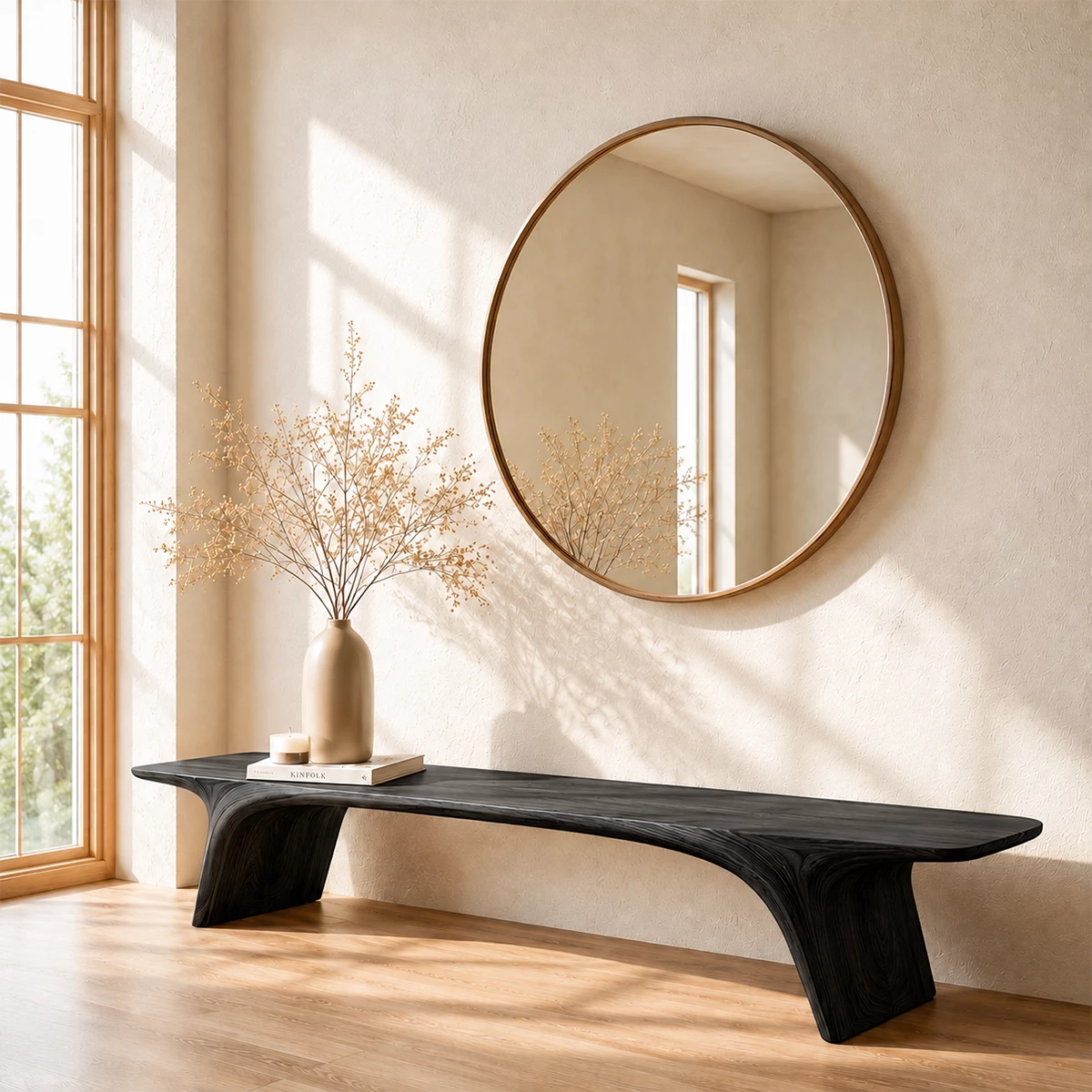 Organic Live Edge Wood Bench – Natural Wood Entryway Bench for Modern Interior - Livewoodcraft - 9