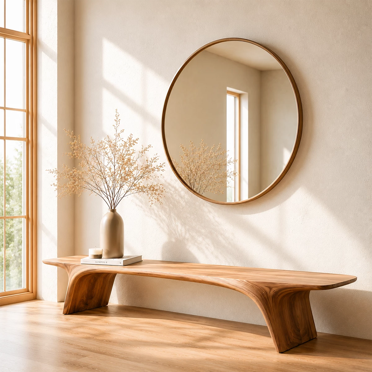 Organic Live Edge Wood Bench – Natural Wood Entryway Bench for Modern Interior - Livewoodcraft