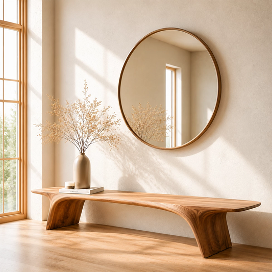 Organic Live Edge Wood Bench – Natural Wood Entryway Bench for Modern Interior - Livewoodcraft