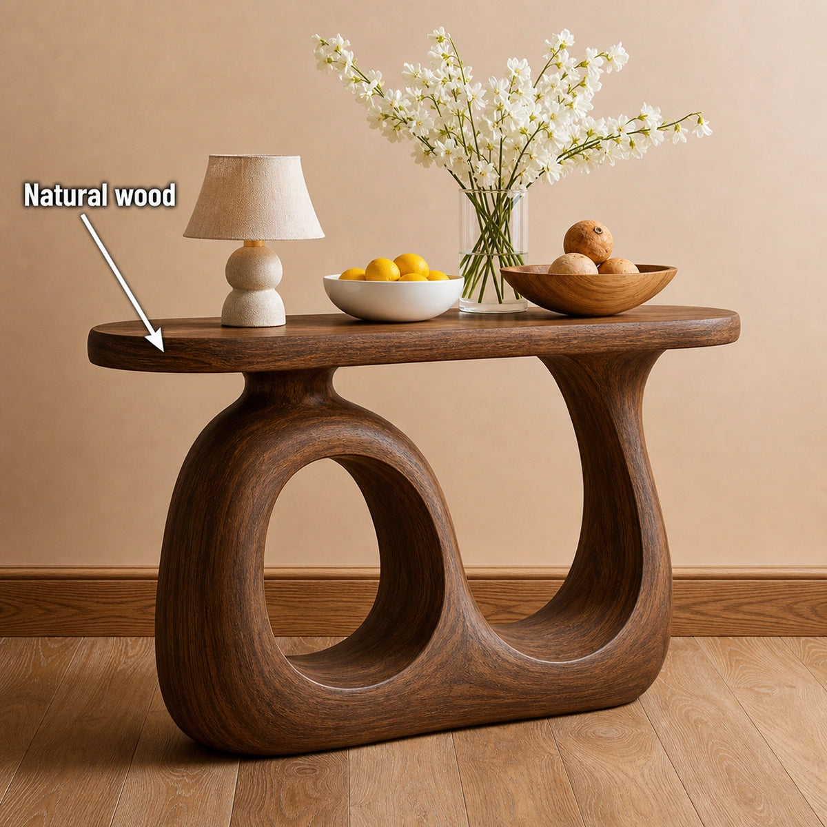 Organic Loop Natural Solid Wood Console Table for Entryway Decor - Livewoodcraft - 10