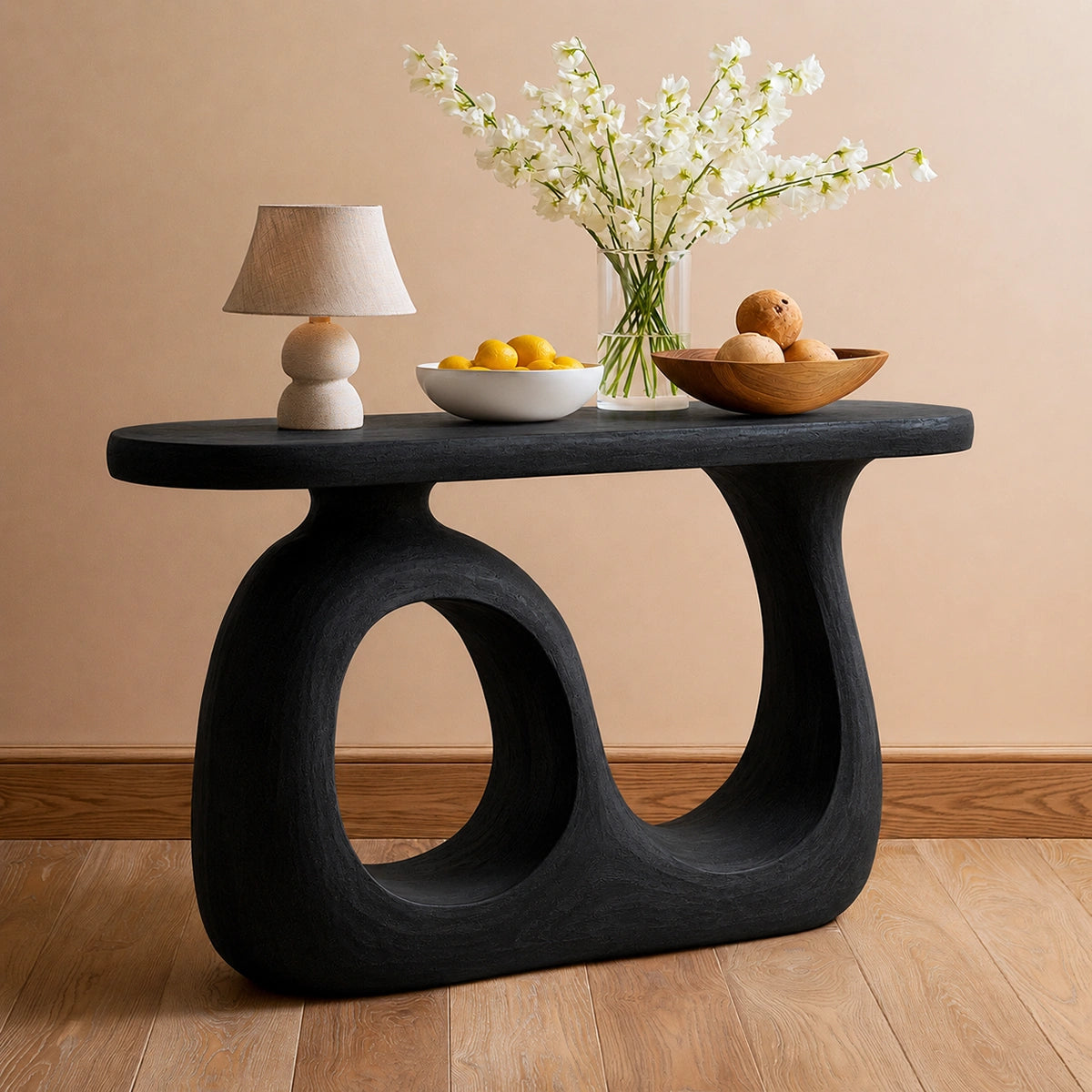 Organic Loop Natural Solid Wood Console Table for Entryway Decor - Livewoodcraft - 4
