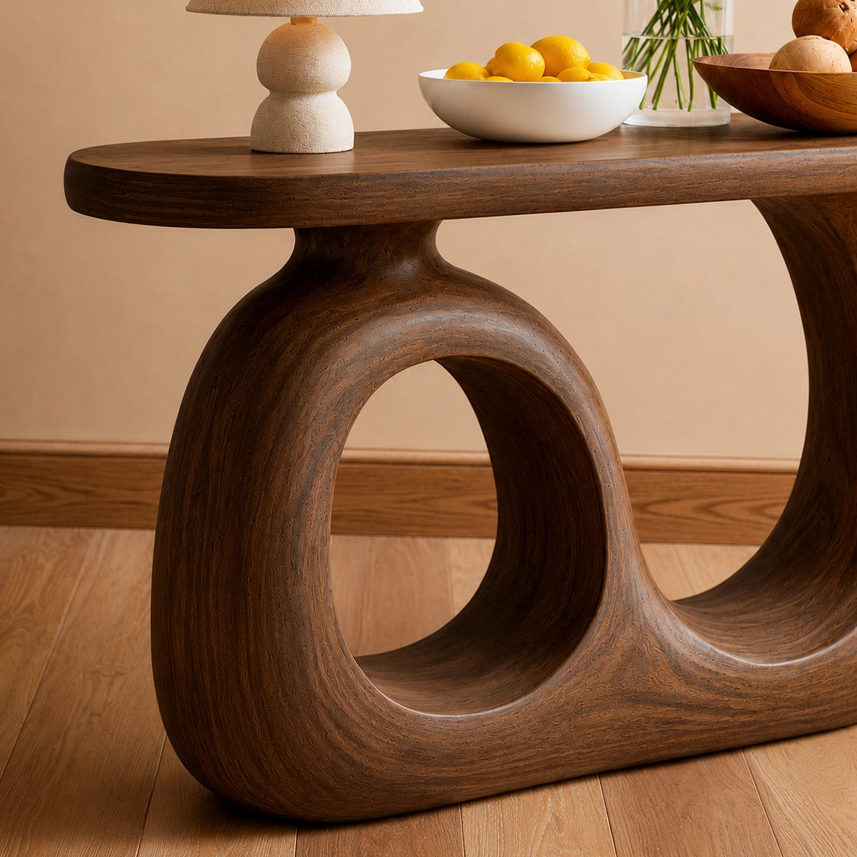 Organic Loop Natural Solid Wood Console Table for Entryway Decor - Livewoodcraft - 5