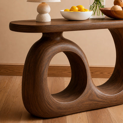 Organic Loop Natural Solid Wood Console Table for Entryway Decor - Livewoodcraft - 5