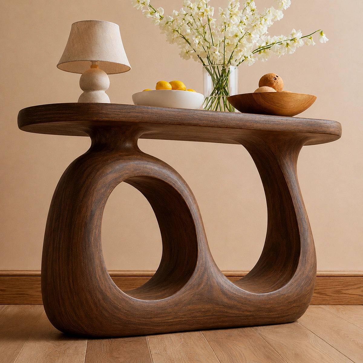 Organic Loop Natural Solid Wood Console Table for Entryway Decor - Livewoodcraft - 8
