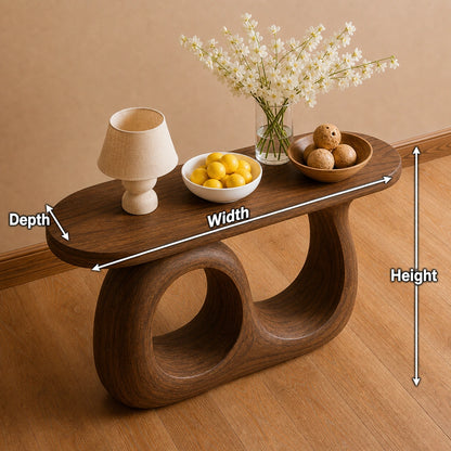 Organic Loop Natural Solid Wood Console Table for Entryway Decor - Livewoodcraft - 9