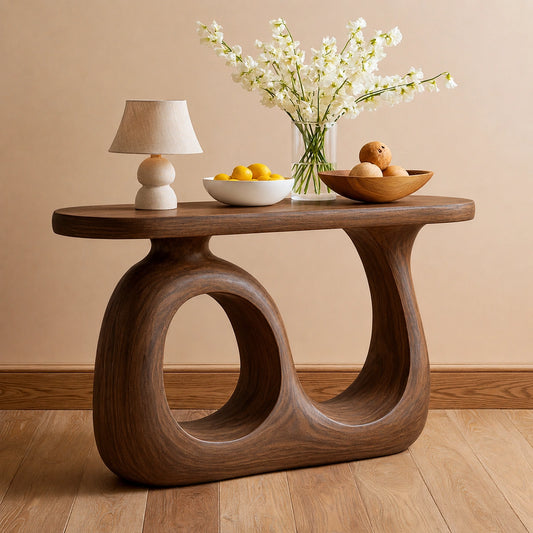 Organic Loop Natural Solid Wood Console Table for Entryway Decor - Livewoodcraft
