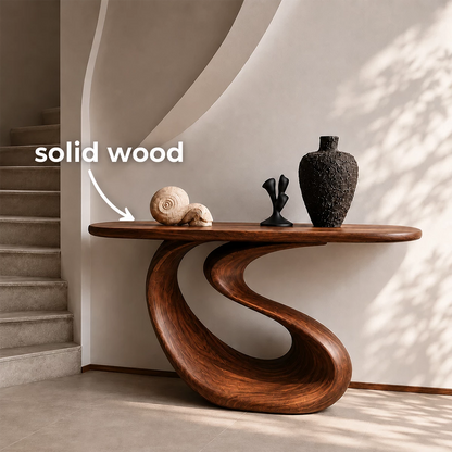 Organic Loop Sculptural Console Table in Natural Solid Wood - Livewoodcraft - 10