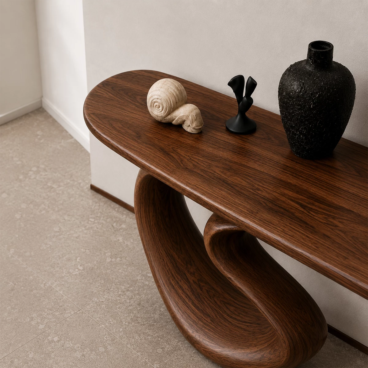 Organic Loop Sculptural Console Table in Natural Solid Wood - Livewoodcraft - 2