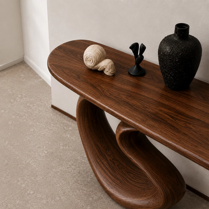 Organic Loop Sculptural Console Table in Natural Solid Wood - Livewoodcraft - 2