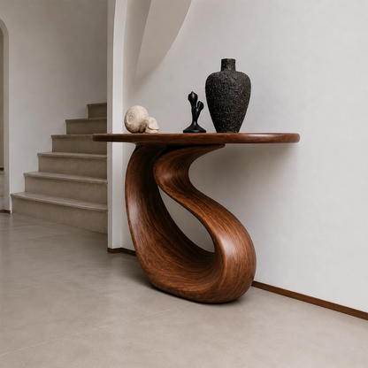 Organic Loop Sculptural Console Table in Natural Solid Wood - Livewoodcraft - 3