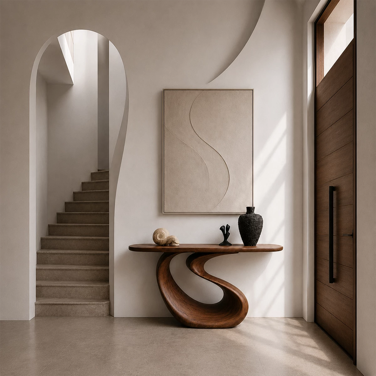 Organic Loop Sculptural Console Table in Natural Solid Wood - Livewoodcraft - 4