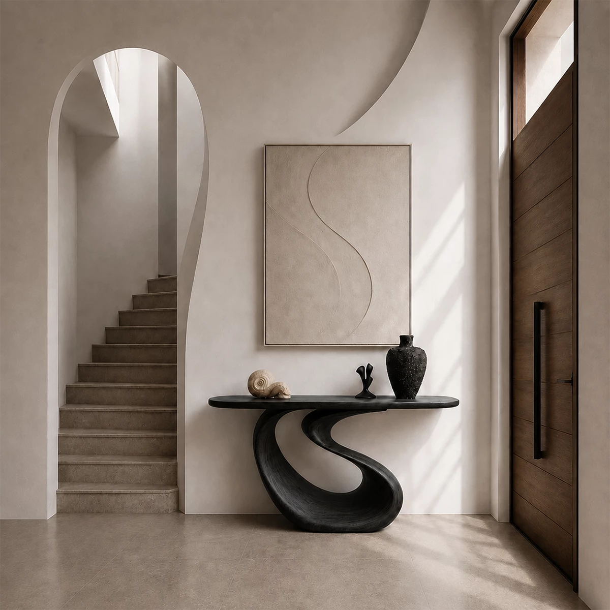 Organic Loop Sculptural Console Table in Natural Solid Wood - Livewoodcraft - 5