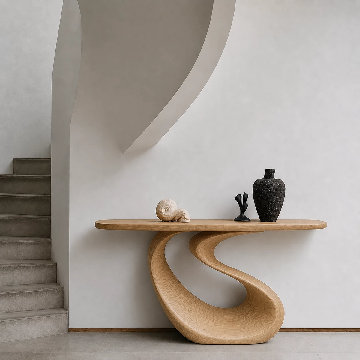 Organic Loop Sculptural Console Table in Natural Solid Wood - Livewoodcraft - 6