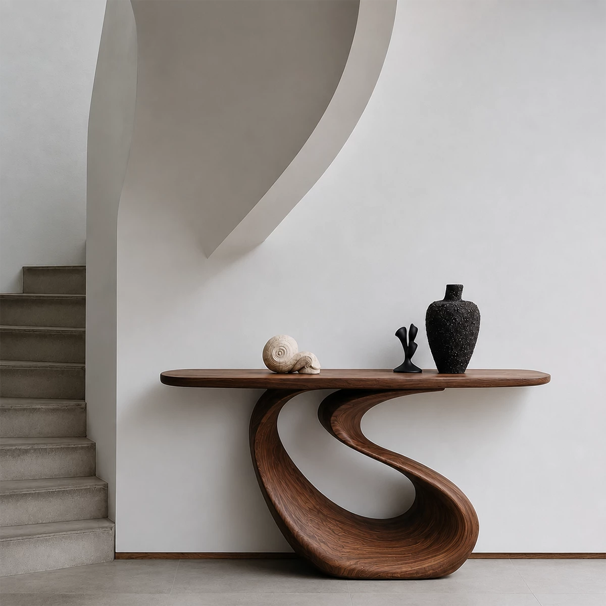 Organic Loop Sculptural Console Table in Natural Solid Wood - Livewoodcraft - 7