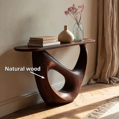 Organic Sculptural Natural Solid Wood Console Table with Open Base - Livewoodcraft - 10