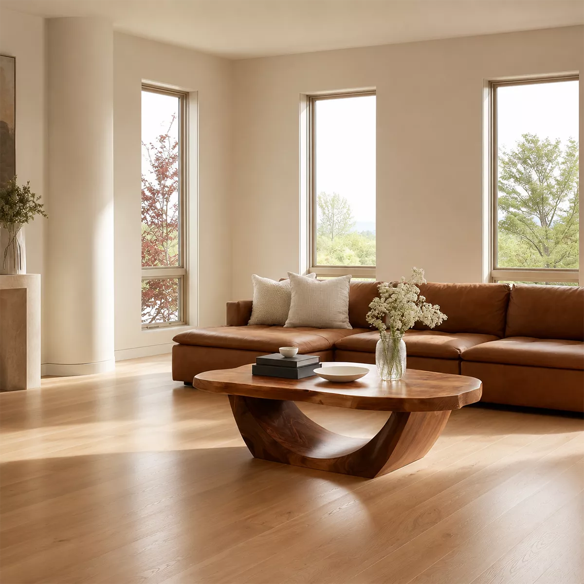 Organic Solid Wood Coffee Table With Live Edge Oval Top And Sculptural Open Base For Modern Living Room - Livewoodcraft - 8