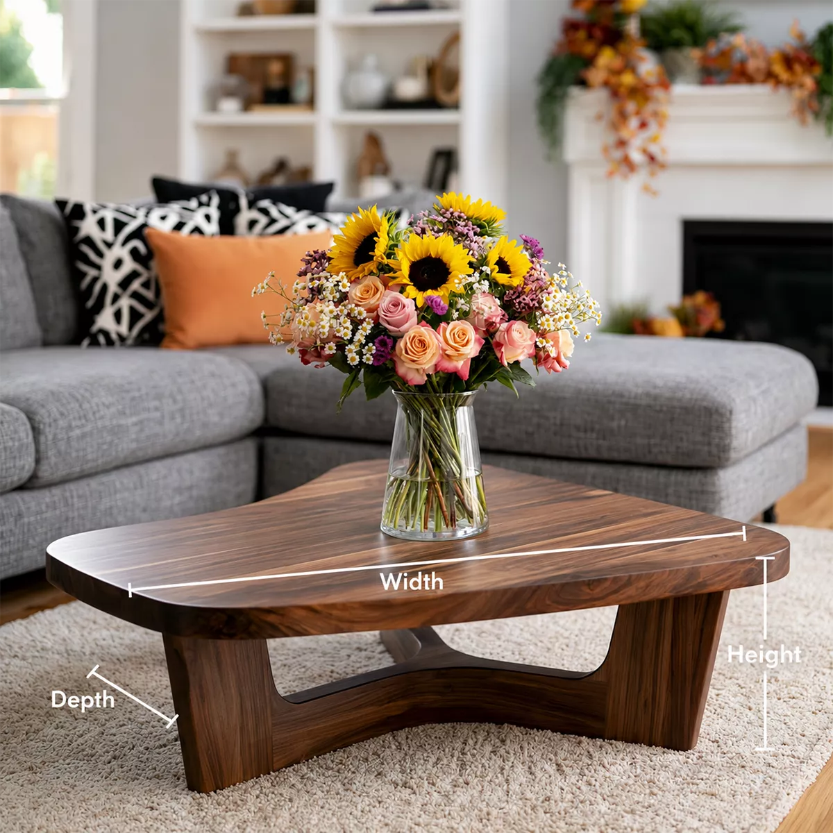 Organic Solid Wood Coffee Table With Sculptural Open Base And Rounded Edges For Modern Living Room - Livewoodcraft - 9