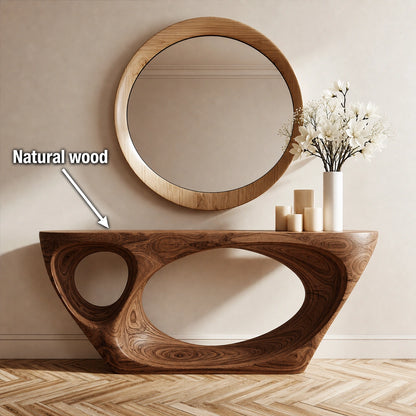 Organic Void Natural Solid Wood Console Table with Sculptural Open Base - Livewoodcraft - 10