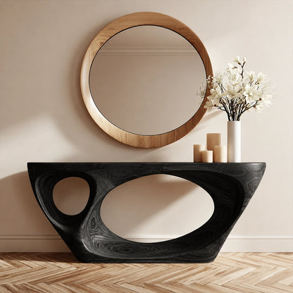 Organic Void Natural Solid Wood Console Table with Sculptural Open Base - Livewoodcraft - 8