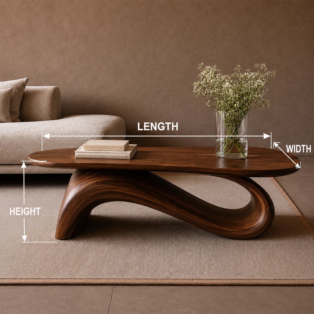 Organic Wave Wood Coffee Table – Sculptural Natural Wood Center Table for Modern Living Room - Livewoodcraft - 3