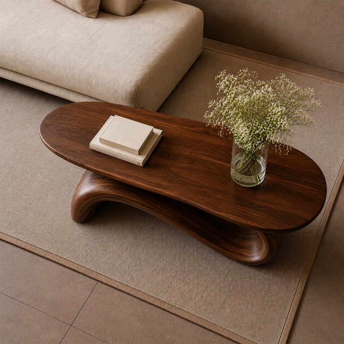 Organic Wave Wood Coffee Table – Sculptural Natural Wood Center Table for Modern Living Room - Livewoodcraft - 4
