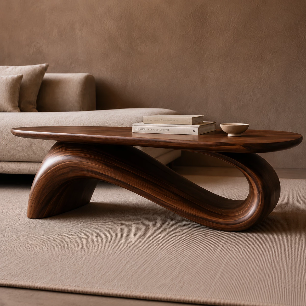 Organic Wave Wood Coffee Table – Sculptural Natural Wood Center Table for Modern Living Room - Livewoodcraft - 5