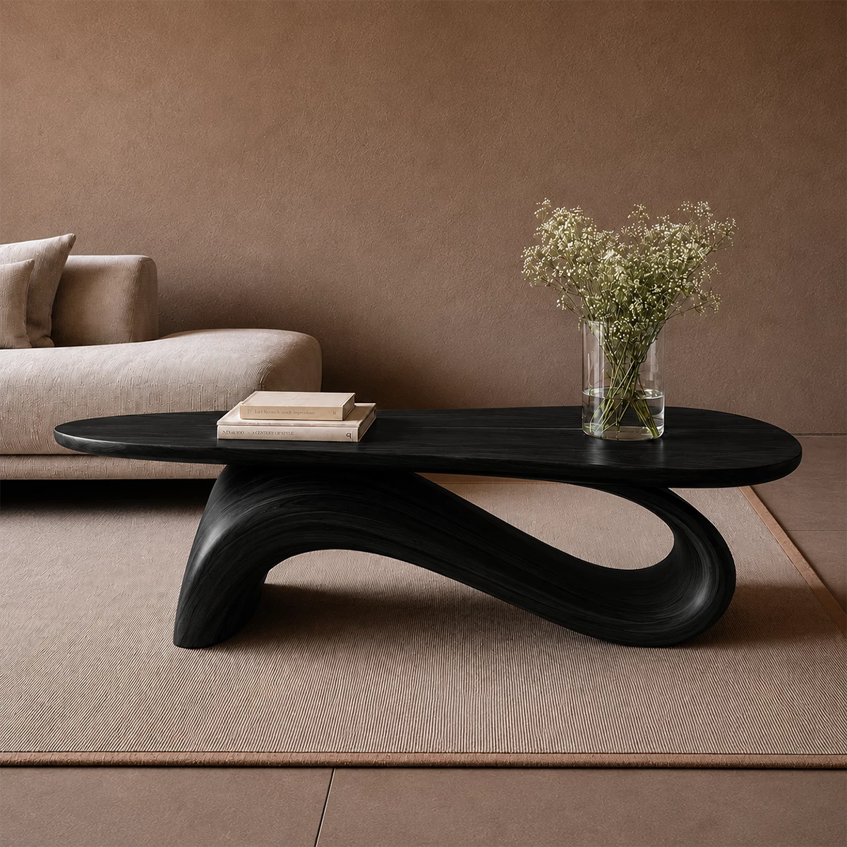 Organic Wave Wood Coffee Table – Sculptural Natural Wood Center Table for Modern Living Room - Livewoodcraft - 7