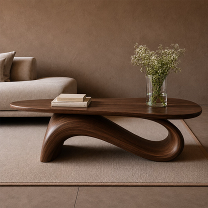 Organic Wave Wood Coffee Table – Sculptural Natural Wood Center Table for Modern Living Room - Livewoodcraft - 8