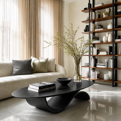 Oval Sculptural Coffee Table Crafted from Natural Solid Wood - Livewoodcraft - 2