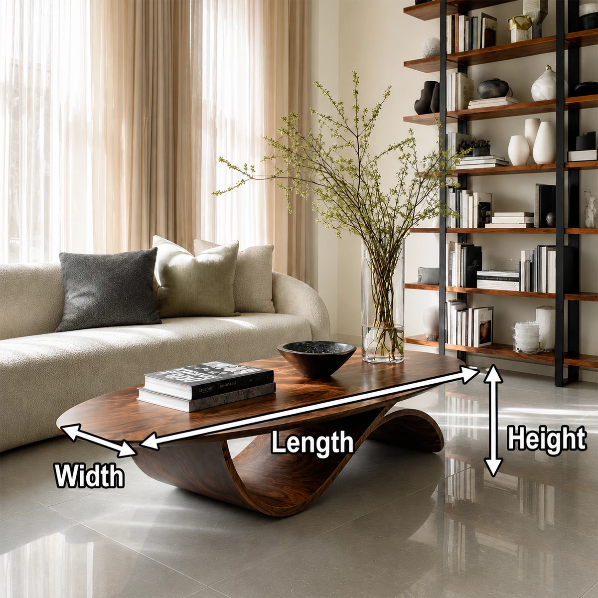 Oval Sculptural Coffee Table Crafted from Natural Solid Wood - Livewoodcraft - 6
