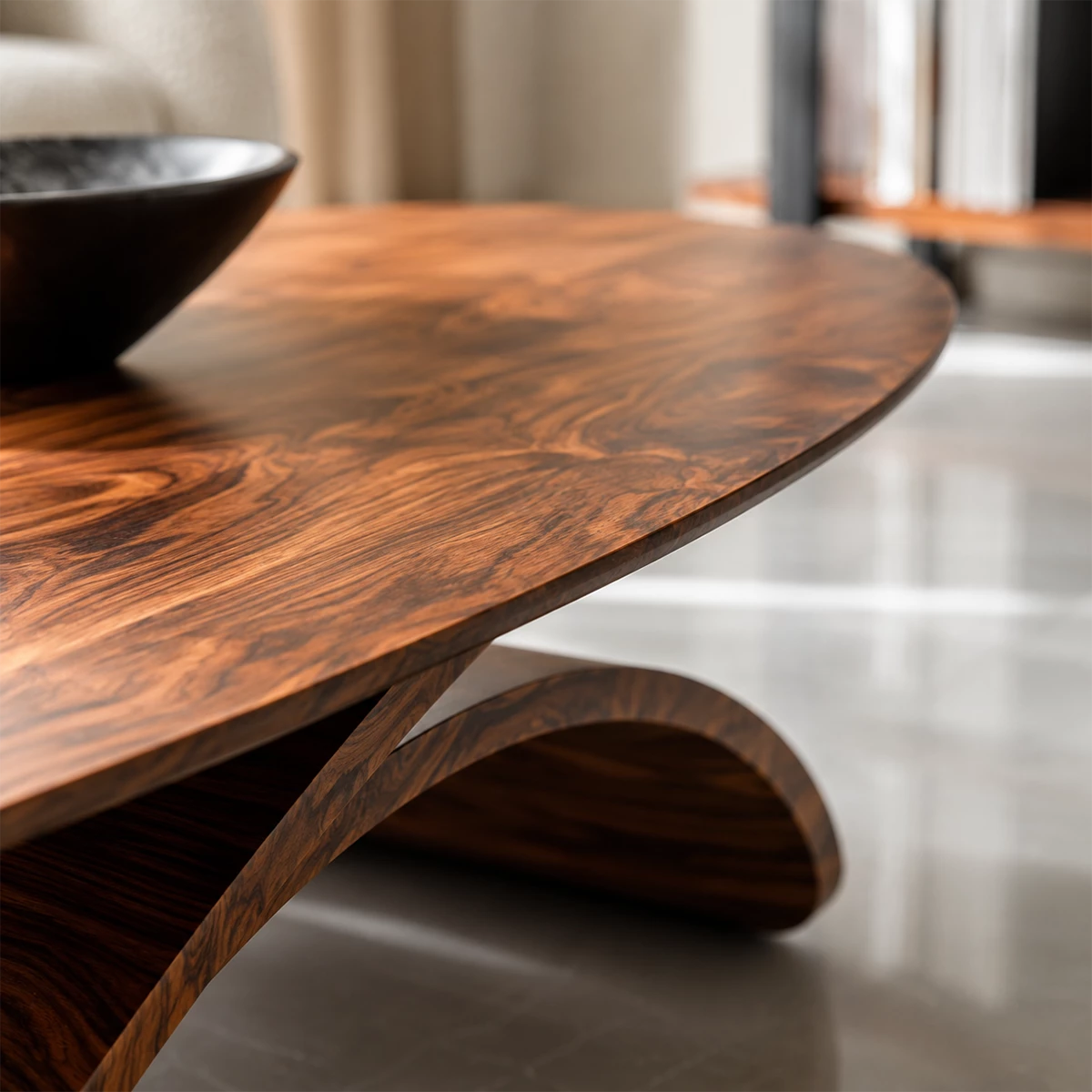 Oval Sculptural Coffee Table Crafted from Natural Solid Wood - Livewoodcraft - 7
